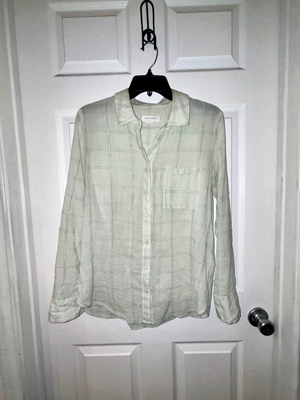 (Nordstrom) Treasure & Bond Light Semi-sheer Mint Button Down Blouse
